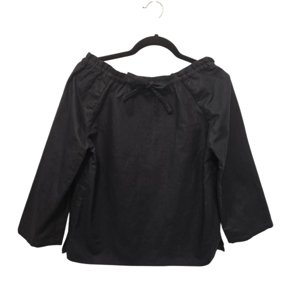 A.P.C. Black Cotton Linen Gathered Peasant Top Size Small - Picture 6 of 11